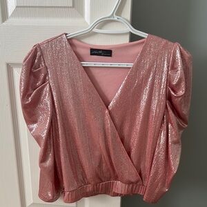 Pink Shimmer Wrap Top